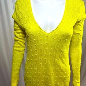 J. CrewYellow V-Neck Cable Knit Sweater